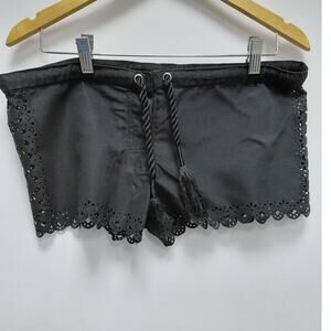 Seafolly Lace Trim Shorts Black Solid Size XS